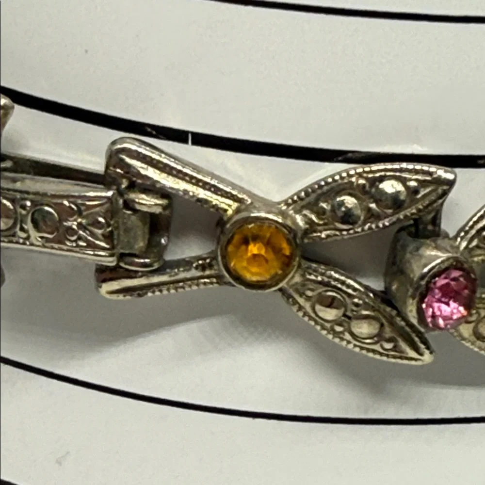 Gorgeous Multicolor Leaf Design rhinestone bracelet hot pink Aurora Borealis yum